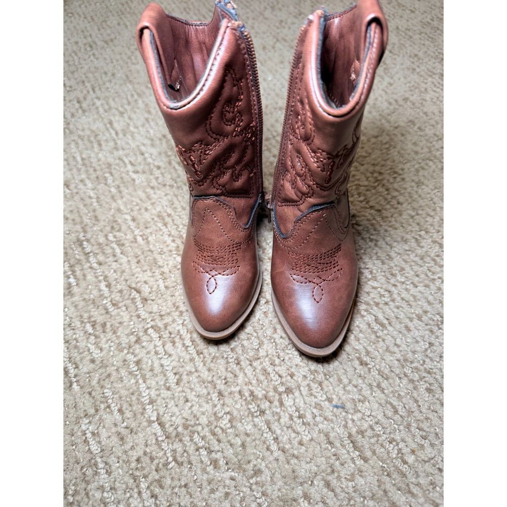Tucker + Tate Toddler Girls Brown Western Cowgirl Boots Side Zip Size 5